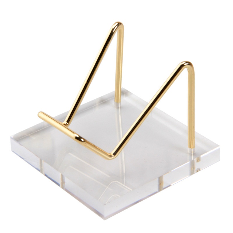 Giá đỡ trưng bày đá khoáng sản bằng kim loại với đế acrylic pha lê