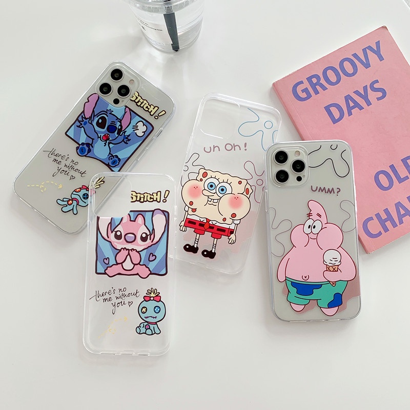 Samsung Galaxy J2 J1/J1 Mini Prim 2015 /J1 ACE/J110 J200 G5308/Grand Prime Cute Cartoon SpongeBob Soft Silicone TPU Case Phone Casing Clear Back Cover Couple