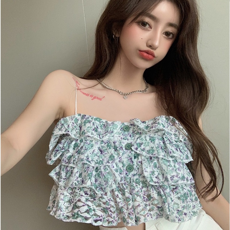 Áo Hai Dây Họa Tiết Hoa Quyến Rũ Thời Trang Mùa Hè Cho Nữ