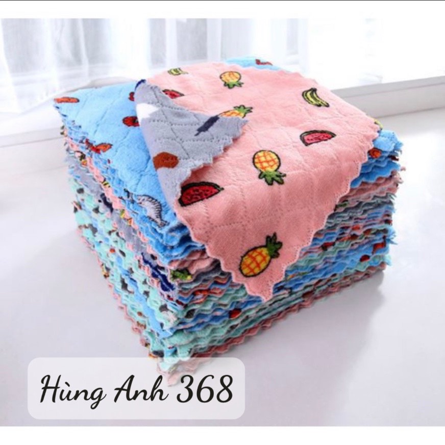 (RẺ NHẤT THỊ TRƯỜNG) KHĂN LAU ĐA NĂNG LOẠI TO 25X25 CM - HOẠ TIẾT CAO CẤP