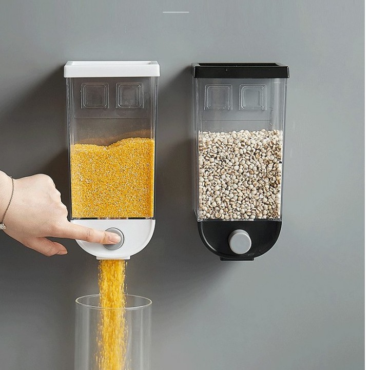 Hộp đựng ngũ cốc có nút nhấn treo tường tiện lợi dung tích 1L