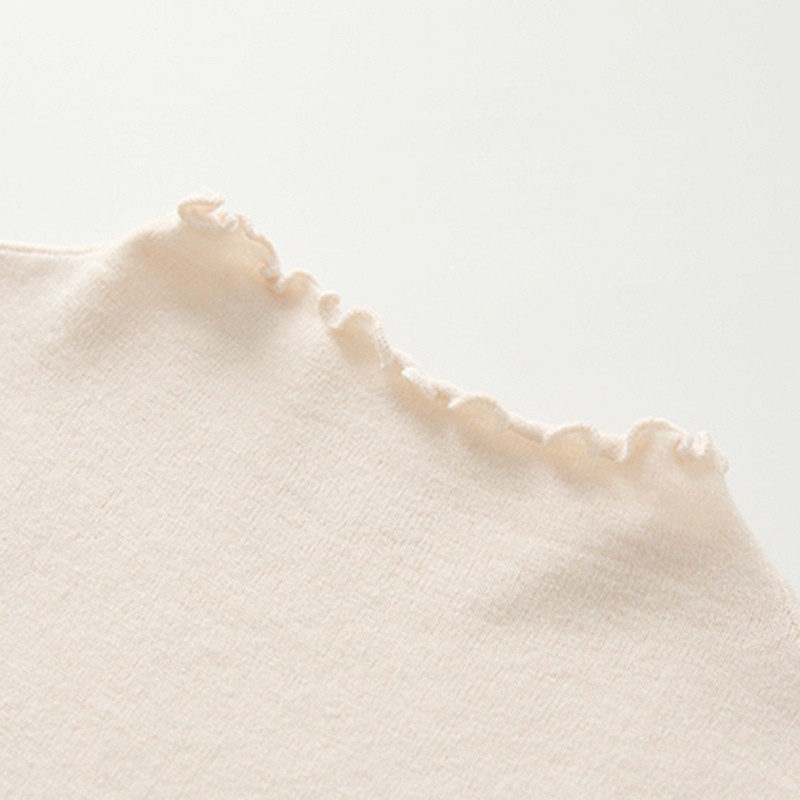 Áo Thun Tay Dài Cổ Cao Màu Trơn Dáng Rộng Thiết Kế Đơn Giản Thoải Mái Cho Nữ