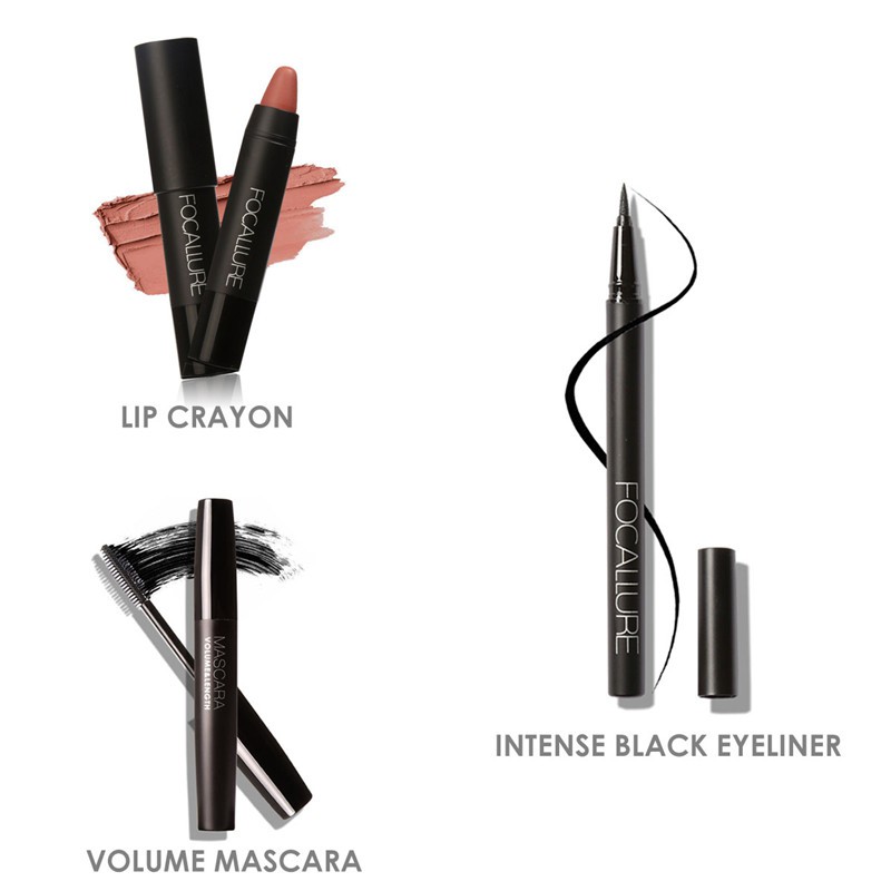 Set mỹ phẩm trang điểm FOCALLURE 6 món tiện lợi Son môi Kẻ mắt mascara Bảng Mau măt chì kẻ mày Phấn trang điểm Hộp trang điểm