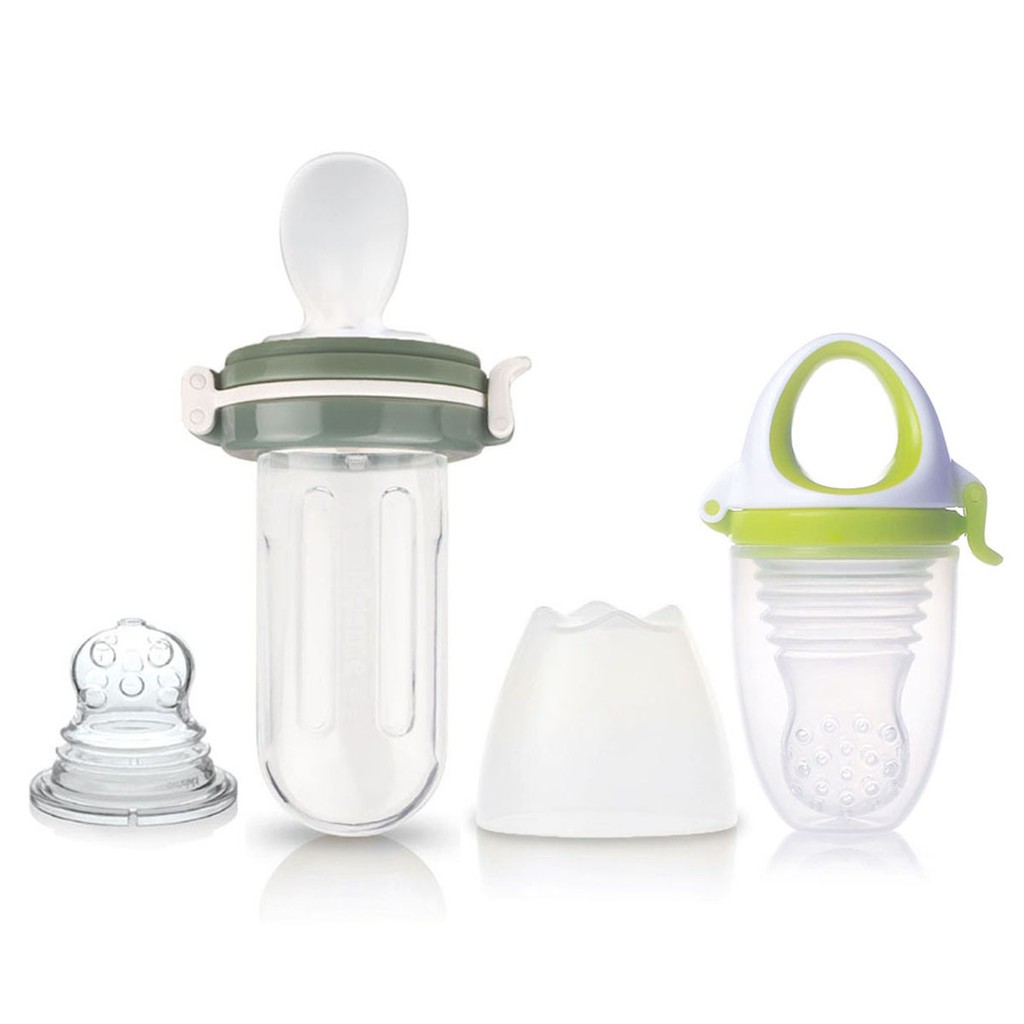 [Ăn Dặm Chủ Động] Bộ Túi Nhai Plus và Bình Bóp Plus Ăn Dặm Silicone Chống Hóc Kidsme Cho Bé 4M+ Anh Quốc Kèm Dây Đeo