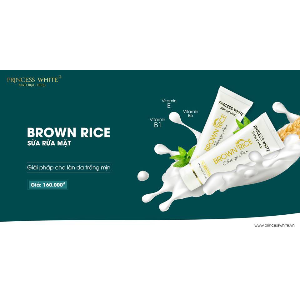 SỮA RỬA MẶT MẦM GẠO LÀNH TÍNH HỢP MỌI LOẠI DA PRINCESS WHITE | BigBuy360 - bigbuy360.vn