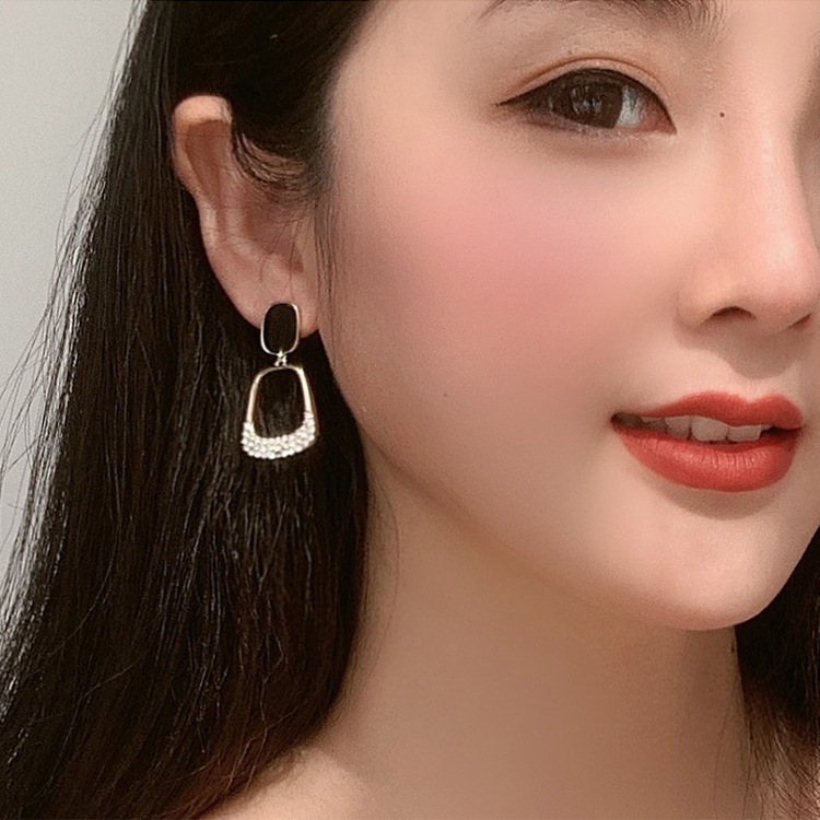 Khuyên Tai Bạc 925 Đính Đá Đơn Giản Phong Cách Hàn Quốc