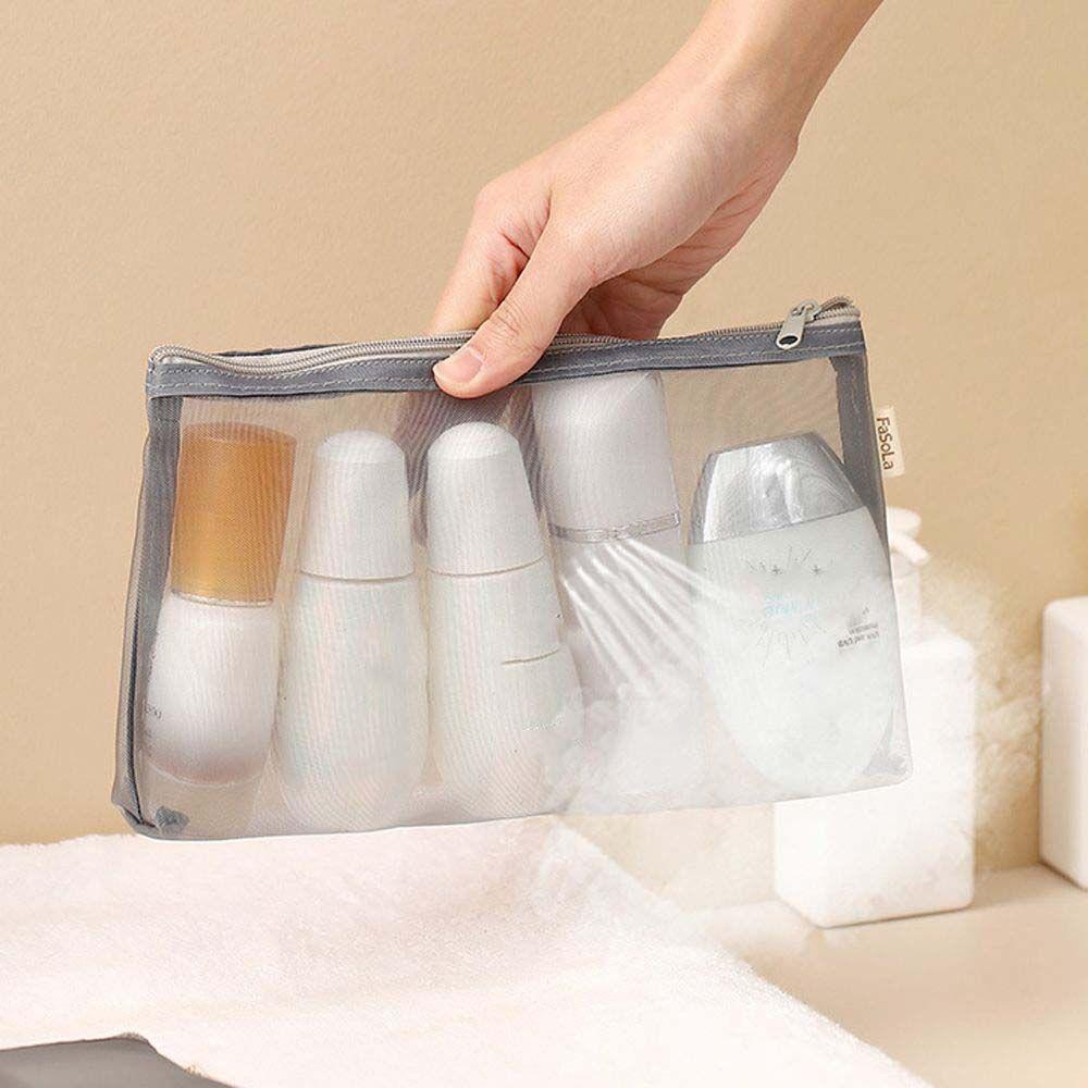 Túi Đựng Mỹ Phẩm Màu Ngà Trong Suốt Đơn Giản Di Động Tiện Lợi Khi Đi Du Lịch