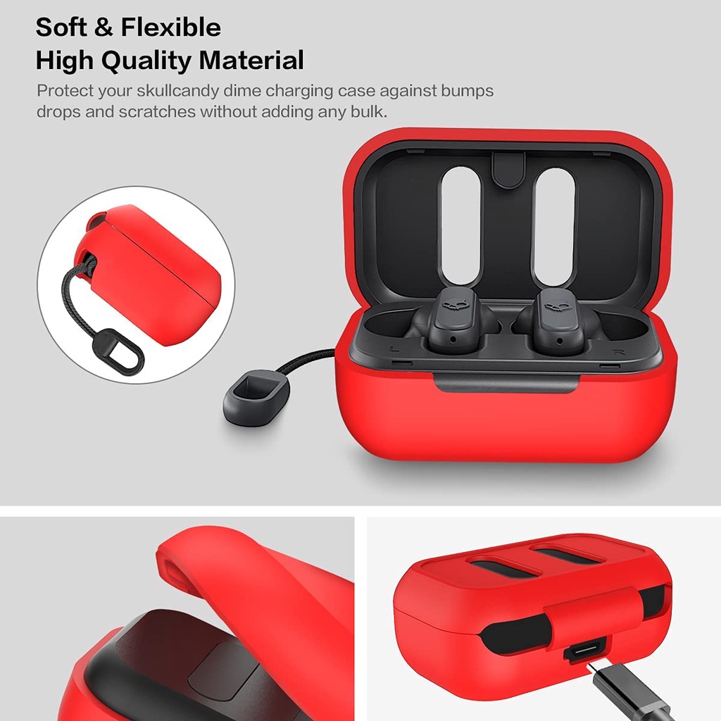 Vỏ Bảo Vệ Hộp Sạc Tai Nghe Skullcandy Dime Bằng Silicon Mềm Dẻo Chống Thất Lạc & Sốc Hình Đầu Lâu