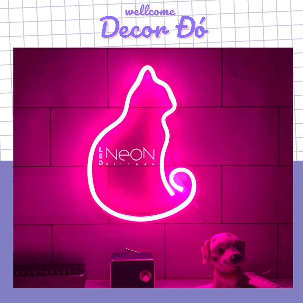 Đèn NeonSign | Mèo Nhỏ Nhiều Màu | Kt: 25x18cm | Quà Tặng Trang Trí Cực Chất , Siêu Sáng & Tiết Kiệm Điện Với Led 12v
