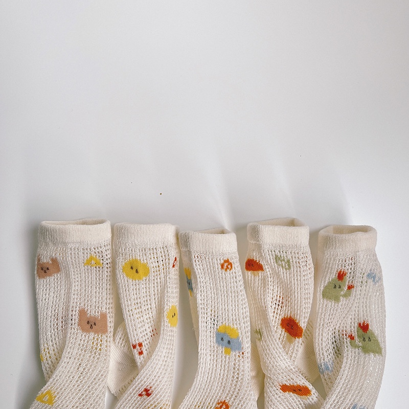 Vớ cotton Phối Lưới Thoáng Khí Dễ Thương Phong Cách Hàn Quốc Cho Bé
