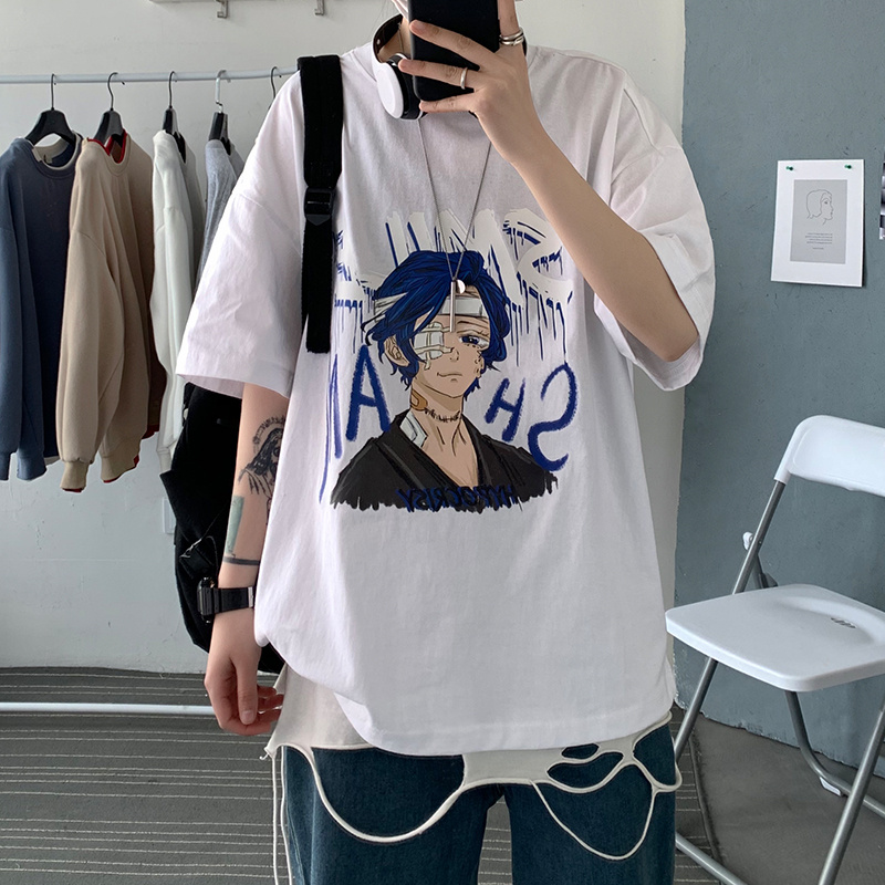 Áo nam tay ngắn in hình anime trẻ trung