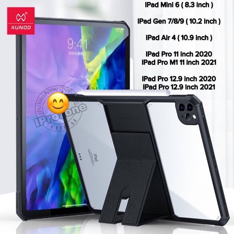 ốp Xundd thể thao kèm giá đỡ cho Ipad 10.2 ( gen 7 / gen 8 ) / 10.9 ( Air 4 ) / 11 inch 2020 / 12.9 inch 2020 / Mini 6