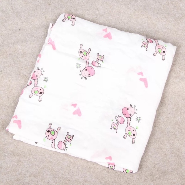 Khăn hoa văn Muslin swaddle Sợi tre trắng ( màu) cho bé