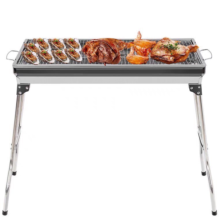 Bếp nướng than hoa BBQ MD8009 ngoài trời cao cấp INOX toàn phần- Có Thể Gấp Gọn Chân Cao Xếp Kèm Phụ Kiện