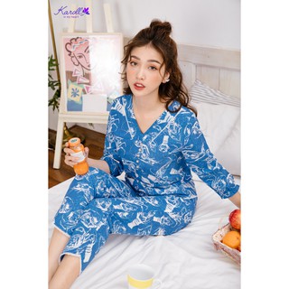 Hãng Karoll - Bộ thô áo dài quần dài 2019 -NH19.125 (Tôm Cua)