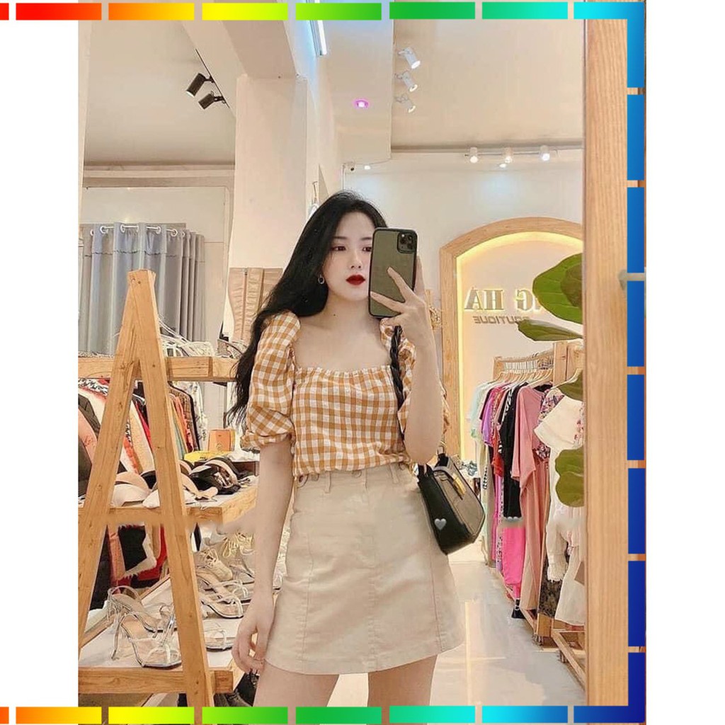( ẢNH THẬT ) - SET CROPTOP TAY BỒNG KÈM CHÂN VÁY CHỮ A KAKI CỰC NỮ TÍNH CHẤT ĐẸP ĐI CHƠI DU LỊCH | BigBuy360 - bigbuy360.vn