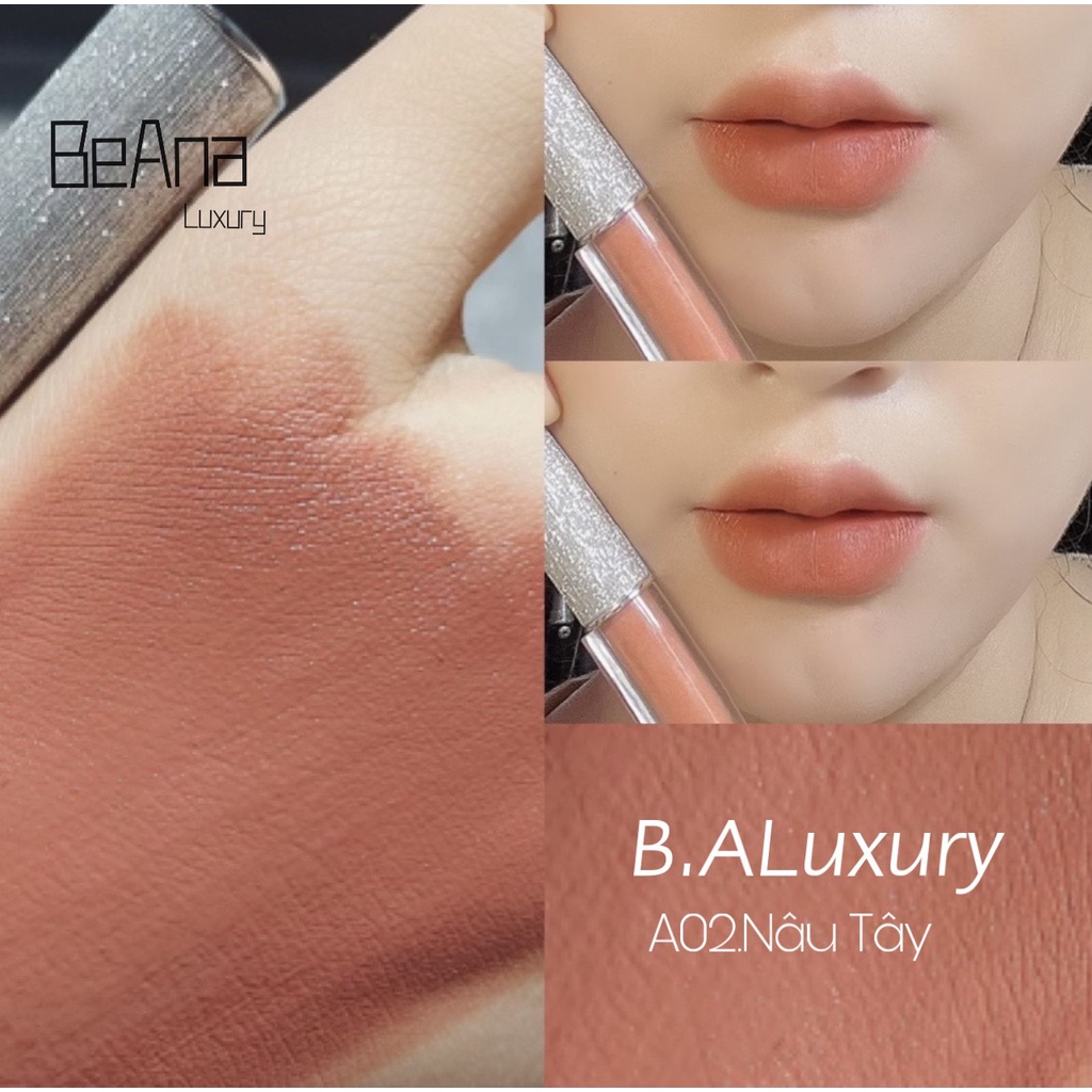 Son Kem Lì Nắp Vàng Cao Cấp B.A Màu Nâu Tây