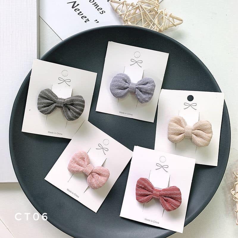 Kẹp tóc hình nơ, kẹo cho bé gái bọc vải CT06
