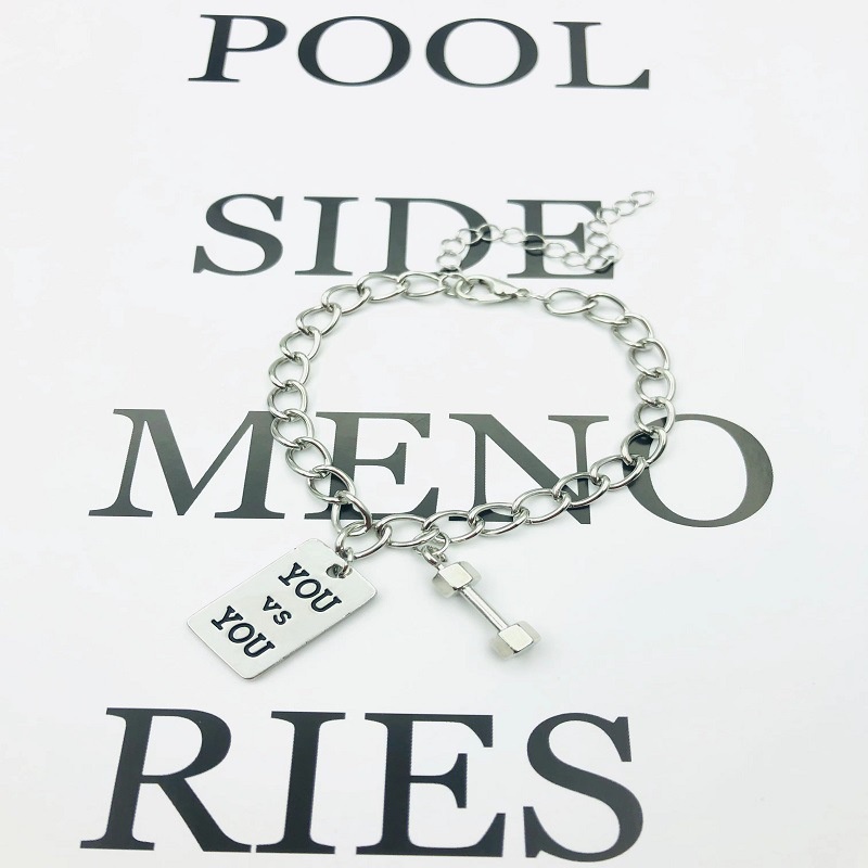 Vòng Tay Hình Quả Tạ Bằng Thép Không Gỉ Phong Cách Retro Cho Nam Nữ