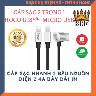 Cáp sạc nhanh Hoco U18 2.4A 2 trong 1 + Micro USB dài 1m2