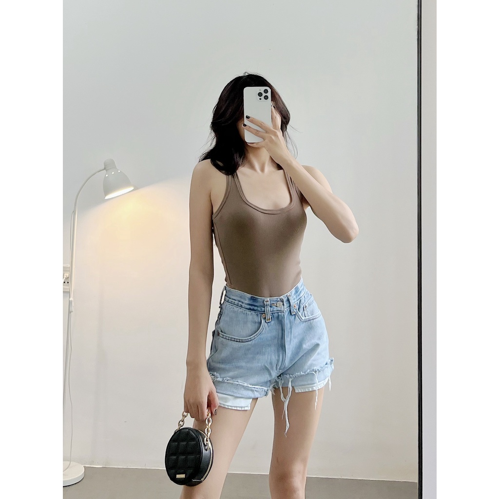 Áo bodysuit hai dây nữ ôm body I HHVINTAGE