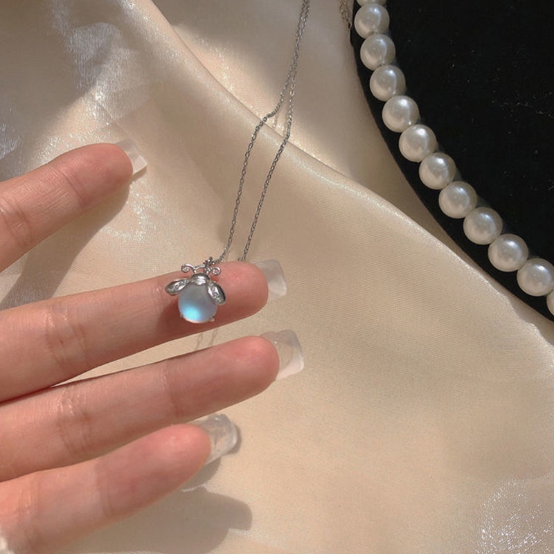 Vòng cổ Mặt Đá Mặt Trăng Hình Nhịp Tim Phong Cách Cổ Điển Dành Cho Nữ