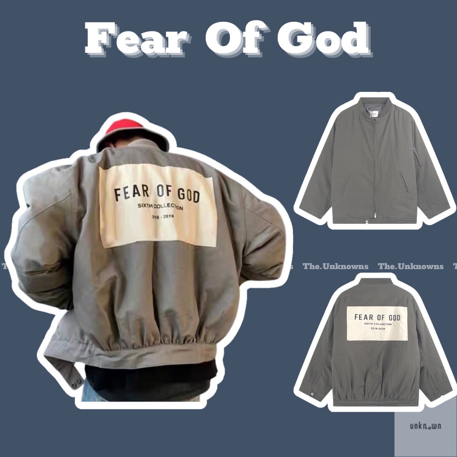 [Mirror Quaility]-Áo Khoác  Bomber Jacket Fear of God Sixth Collection God Grey, Áo Bomber Jacket FOG cao cấp