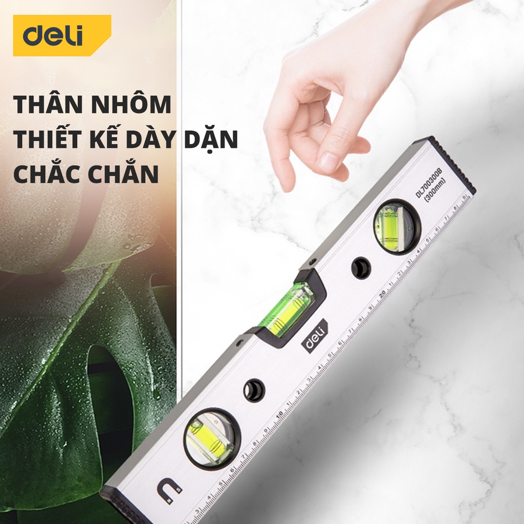 Thước Thủy Deli Chính Hãng - Độ Chính Xác Tuyệt Đối Thuận Tiện Cho Việc Đo Lường, Vỏ Hợp Kim Nhôm Siêu Bền DL700300B