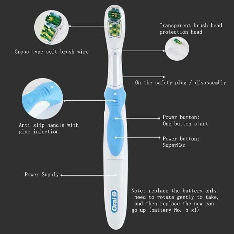 SIÊU HOT BIG SALE Bàn chải điện Oral-B chạy bằng pin tiểu. Dùng cho người lớn