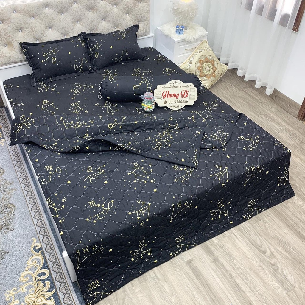 Bộ Chăn hè Ga Gối Cotton Poly Combo 5 Món - Nhiều Mẫu Lựa Chọn - Hương Vũ Bedding