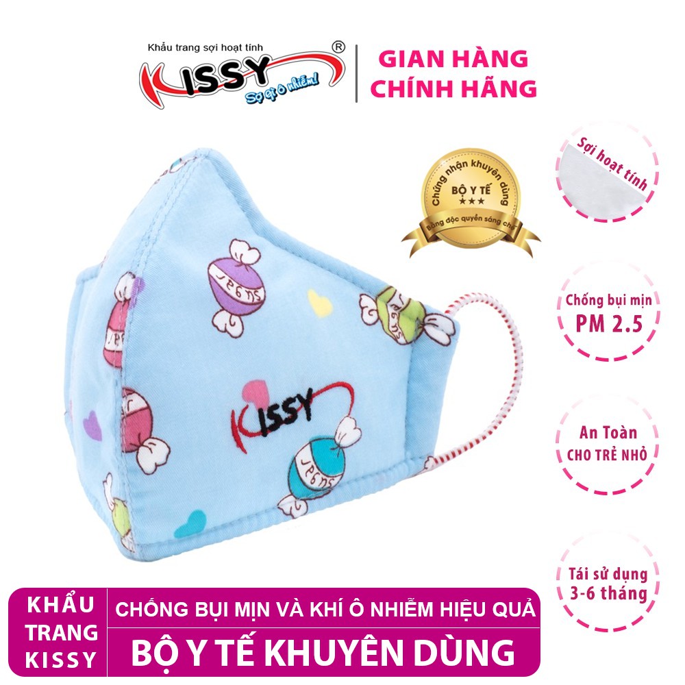 Khẩu trang cao cấp Kissy chính hãng xanh dương cho bé 6 tháng - 4 tuổi