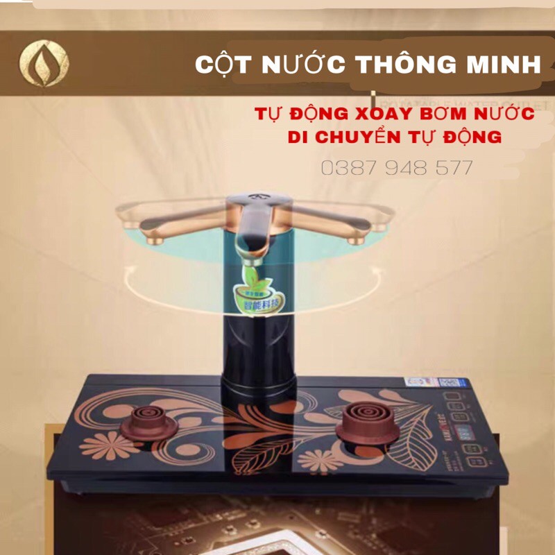 Bộ ấm đun nước pha trà tại bàn Thông minh tự động xoay vòi thêm nước,Bếp điện cảm ứng đa năng inox k9 mặt bếp màu đen