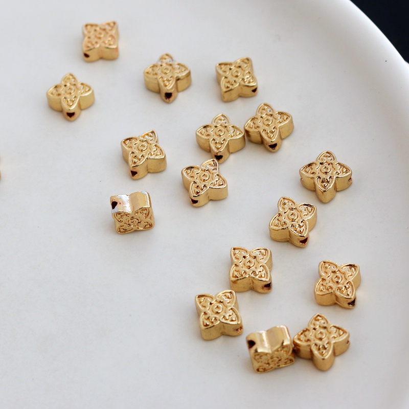 Set 10 hạt vàng 14k 8mm hai mặt dùng làm vòng tay thủ công