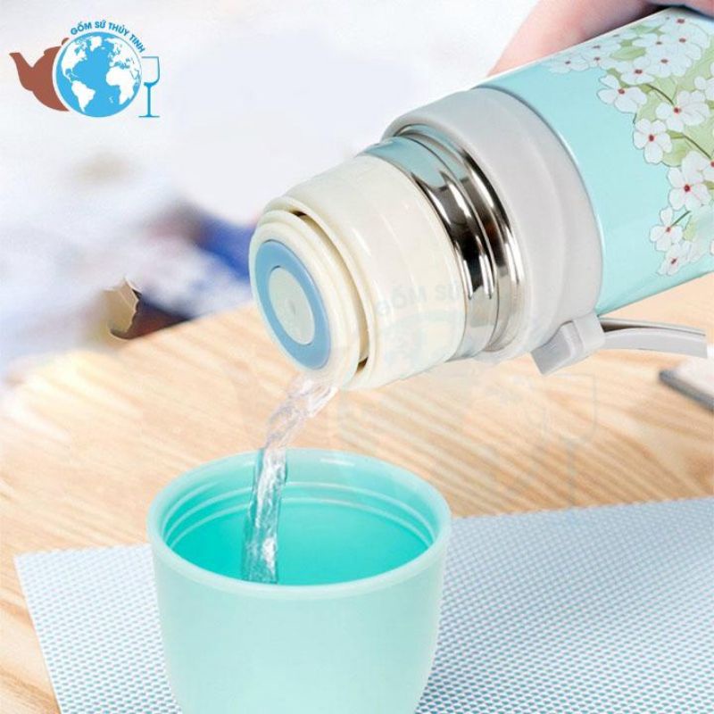 Bình giữ nhiệt INOX hoa văn siêu xinh
