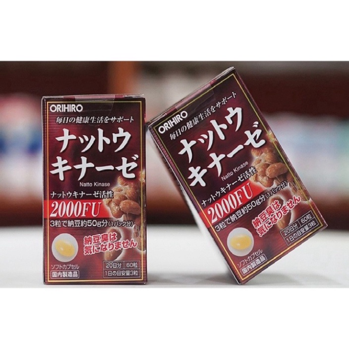 Viên uống Nattokinase Orihio 2000FU 60 viên Nhật Bản - Phòng chống đột quỵ, tai biến