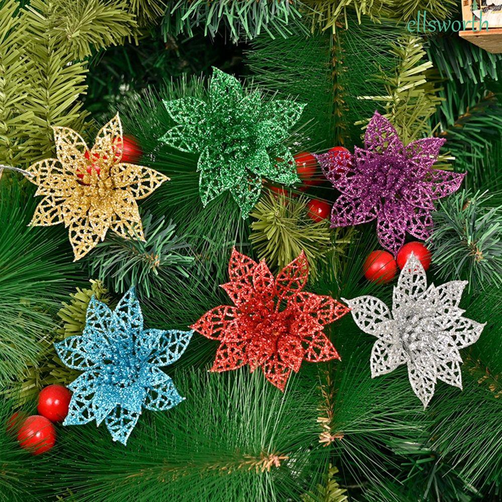 Hoa trạng nguyên nhân tạo trang trí cây thông Noel phối kim tuyến có thể tái sử dụng cho bữa tiệc/ tiệc cưới