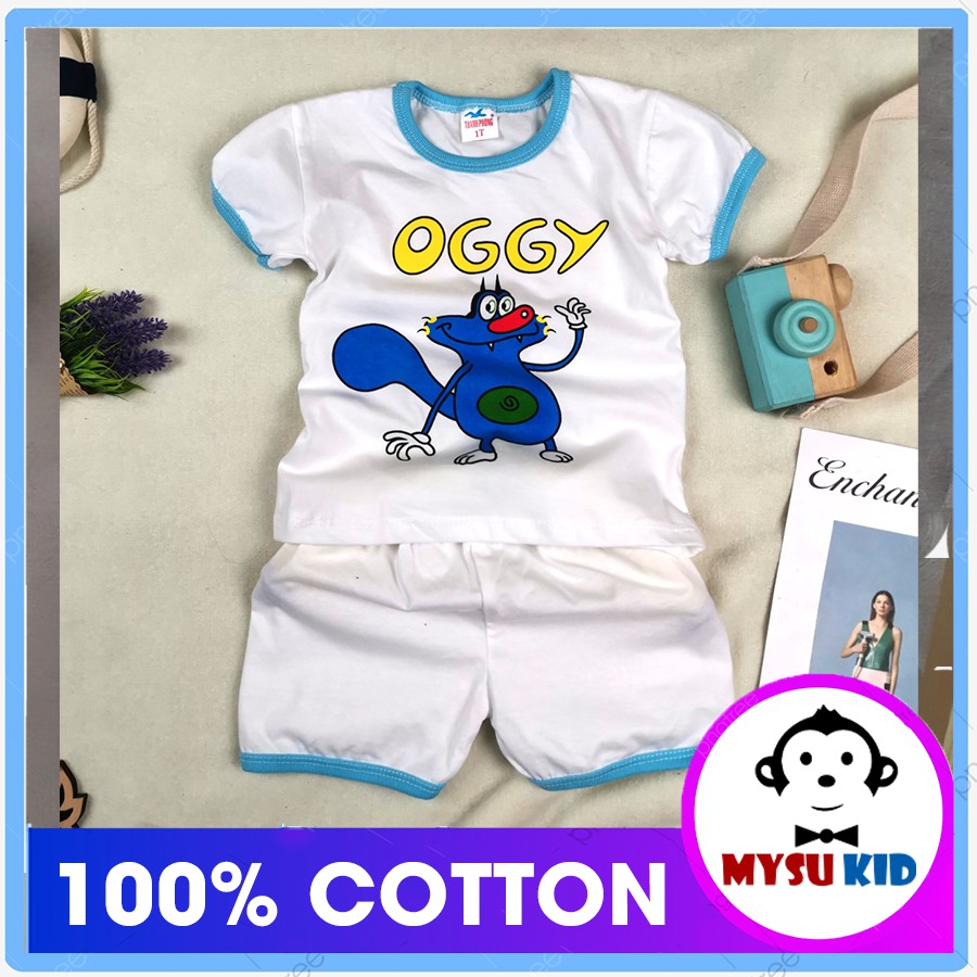 [20 - 49kg]Combo 2 bộ tay ngắn cho bé trai bé gái thun cotton trắng