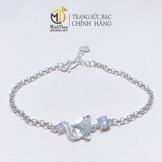 Lắc tay nữ hồ ly bạc đẹp, vòng tay cửu vỹ hồ phong thủy, trang sức bạc cao cấp Minh Thoa JEWELRY