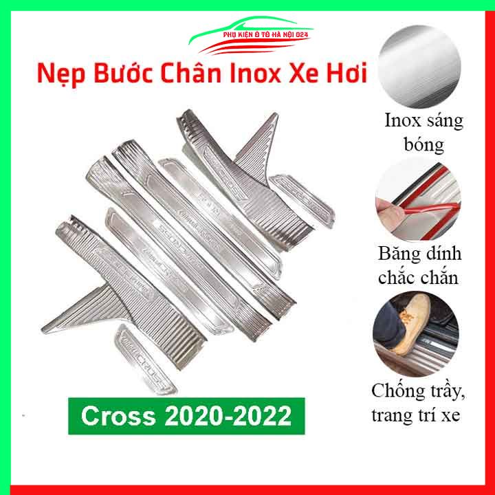 Bộ nẹp bước chân inox ô tô Cross 2020-2022 chống trầy làm đẹp ô tô