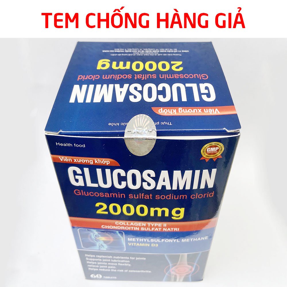 Viên xương khớp Glucosamin 2000mg giảm đau nhức mỏi xương khớp - 60 viên [Glucosamin 2000mg Tím]