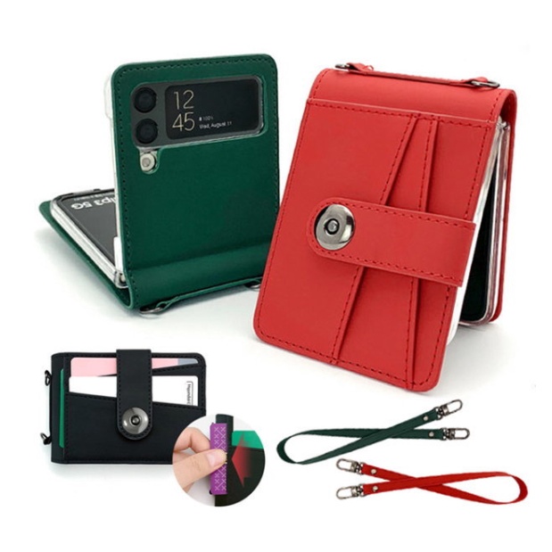 Z Flip7■Da Galaxy {Z Flip6 / Z FLIP5} Vỏ điện thoại Thẻ Poket dây đeo tay BYRON