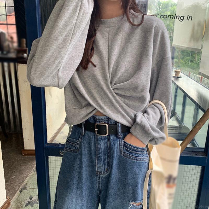 Áo Croptop tay dài màu sắc thanh lịch cho phái nữ