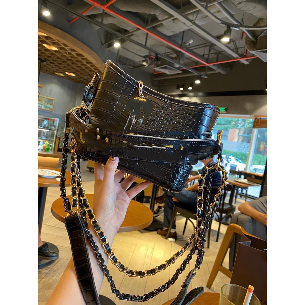 Túi xách Boho đen vân style - Túi đéo chéo nữ thời trang hàng quảng châu đẹp DC.Fashion