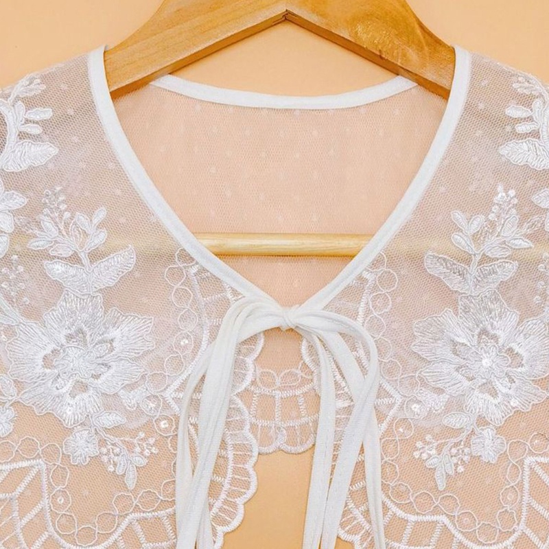 Cổ Áo Sơ Mi Giả Thêu Hoa Phối Ren Có Thể Tháo Rời Thời Trang Cho Nữ