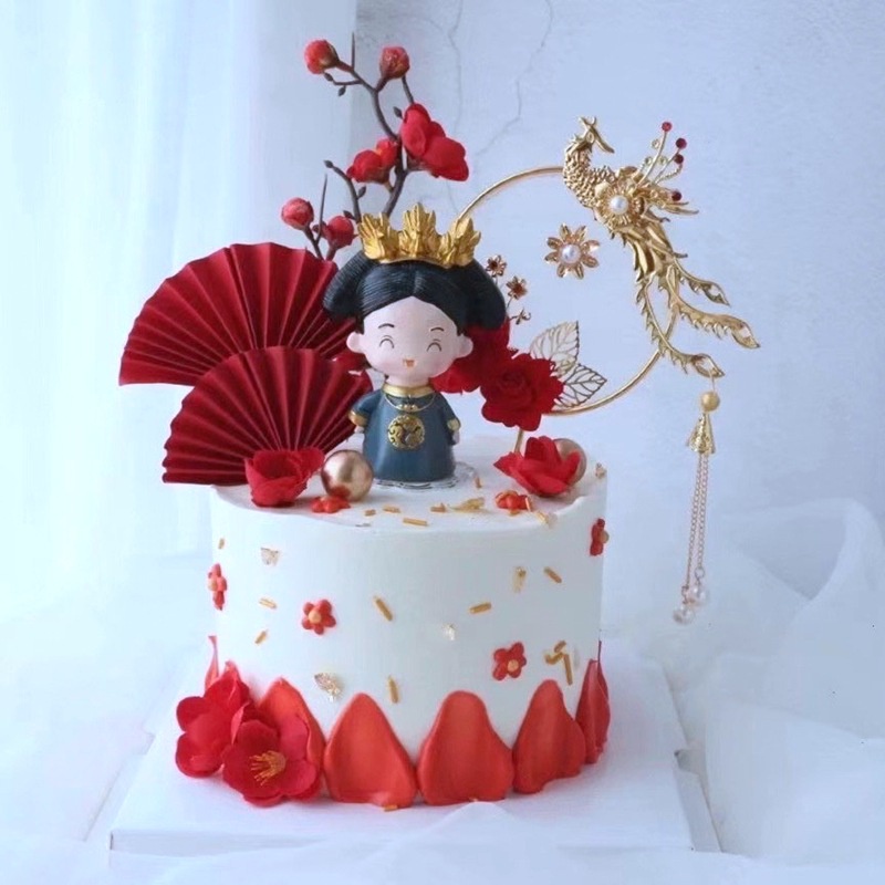 Phụ Kiện Cắm Trang Trí Bánh Kem Phong Cách Trung Hoa Cổ Điển