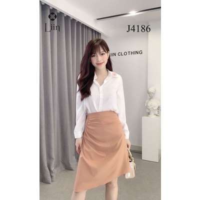 Chân váy nữ xinh xắn, Juyp màu nâu Nhún Lệch cách điệu Liin Clothing J4186 | BigBuy360 - bigbuy360.vn