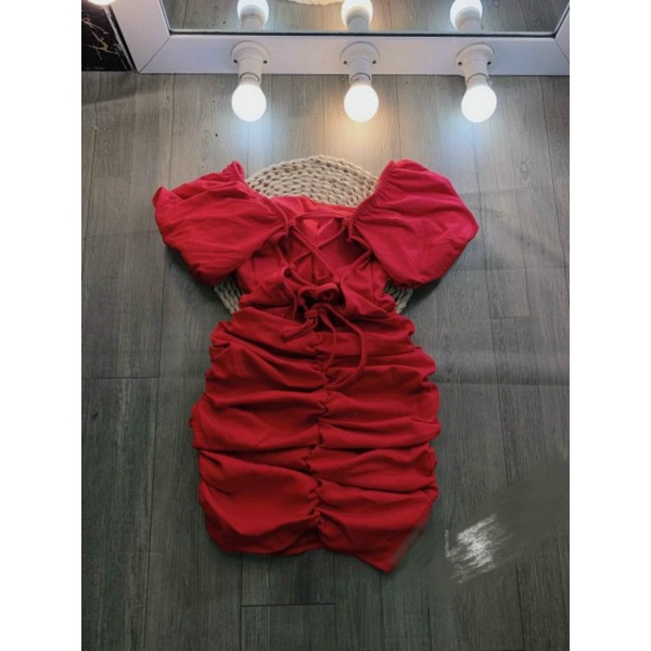 ĐẦM BODY NHÚN TAY PHỒNG ĐAN LƯNG CÓ MÚT BIGSIZE