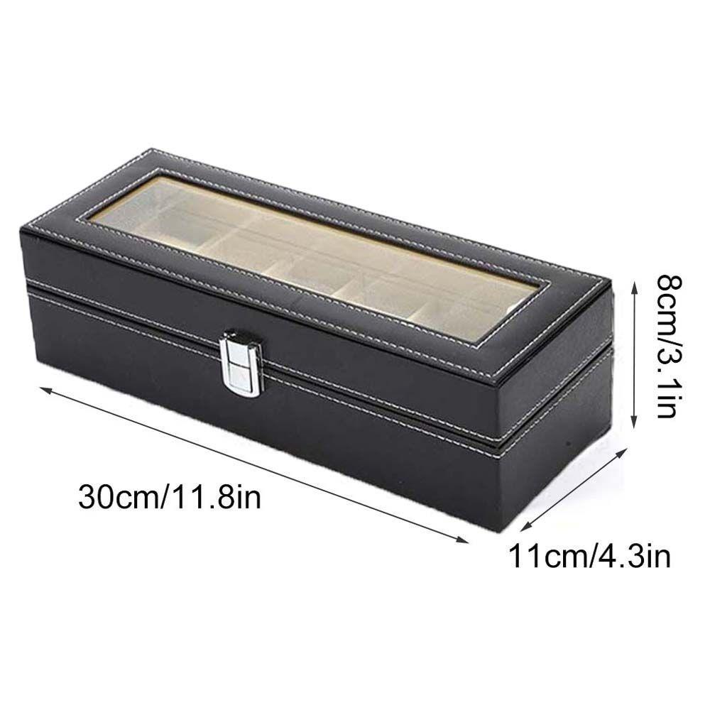 Hộp Đựng Đồng Hồ Bằng Da PU 6 Ngăn Hình Chữ Nhật Sang Trọng Cho Nam