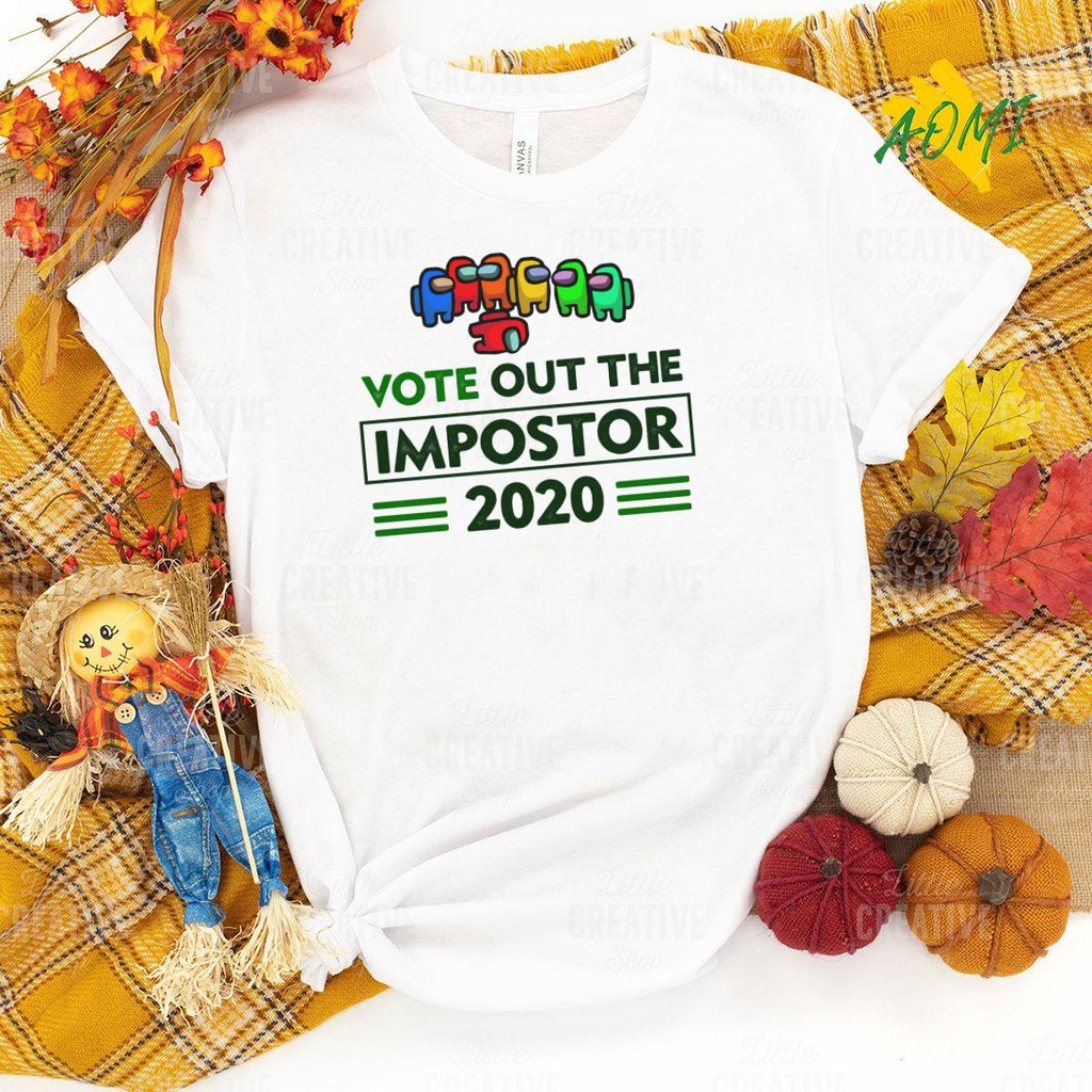 ÁO THUN AOMI UNISEX Vote Out The Impostor 2020 Among Us Funny Game Amongus TAY LỠ TAY NGẮN NAM VÀ NỮ AOMIVN
