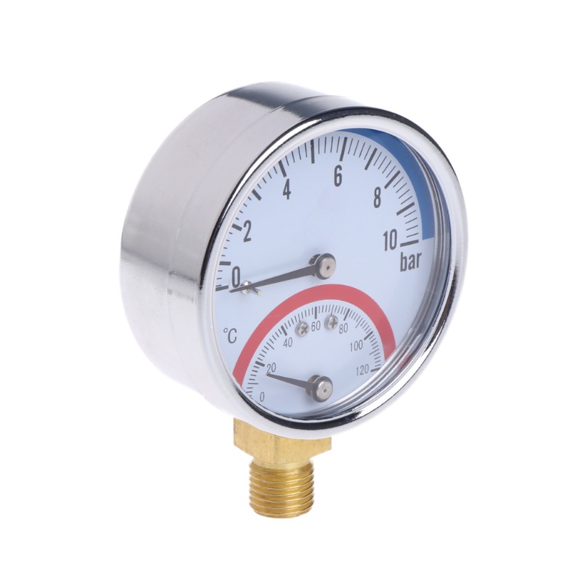Đồng Hồ Đo Áp Suất Thanh 0-10 0-120 Chuyên Dụng°C Đồng Hồ Đo Nhiệt Độ Với Vỏ Kim Loại G1 / 4